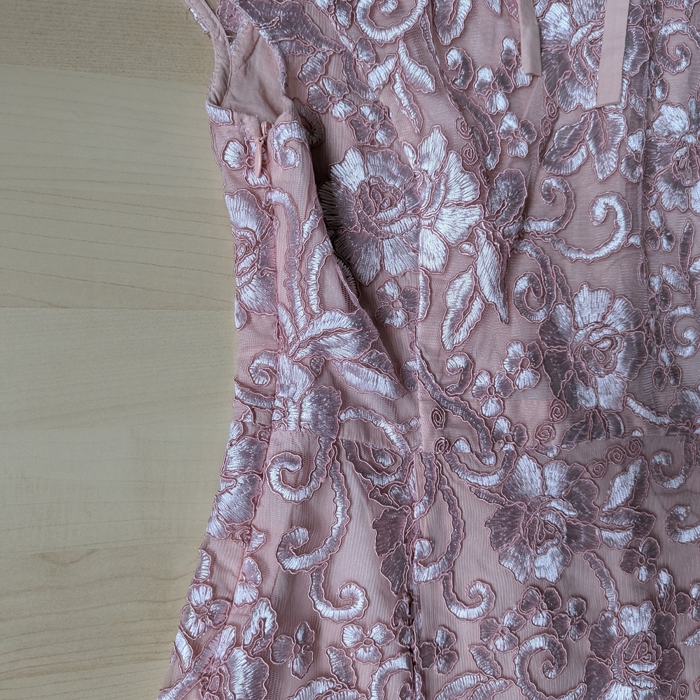 Unbranded Pink Embroidered Lace Cocktail Dress - Picture 3 of 10